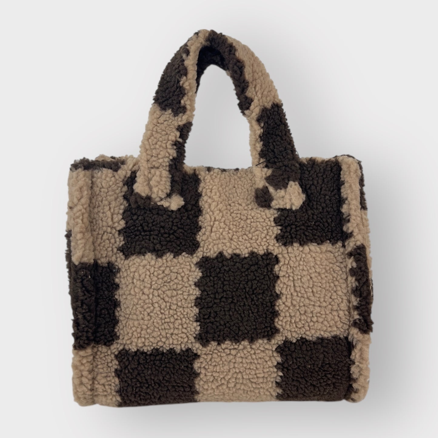 DENEB – TOTE IN SHEARLING A QUADRI - MARRONE