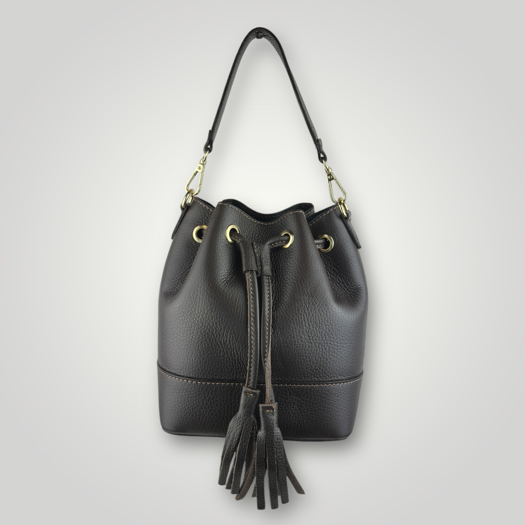 HEKA - BORSA SECCHIELLO IN VERA PELLE - TESTA MORO