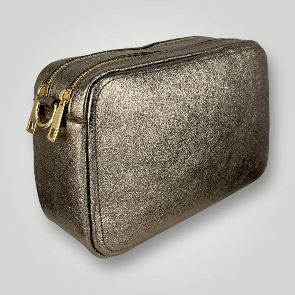 CASSIOPEA - BORSA A TRACOLLA IN VERA PELLE - BRONZO VISTA 3/4