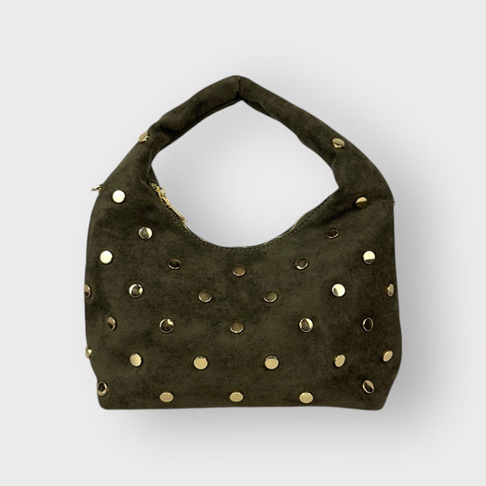 BELLATRIX MINI - BORSA HOBO IN SKAI CAMOSCIO - VERDE MILITARE