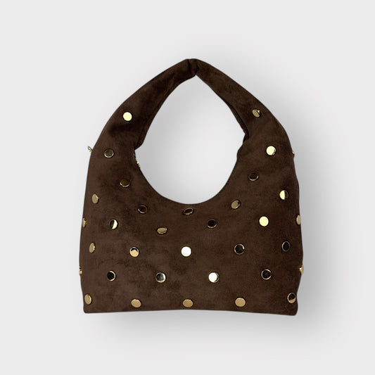 BELLATRIX MINI - BORSA HOBO IN SKAI CAMOSCIO - MARRONE