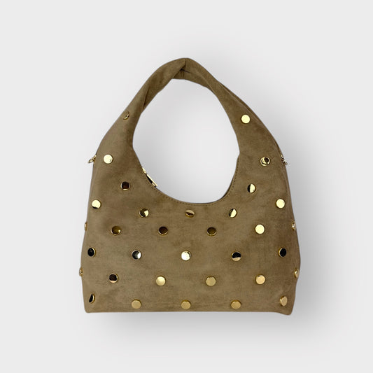 BELLATRIX MINI - BORSA HOBO IN SKAI CAMOSCIO - TAUPE