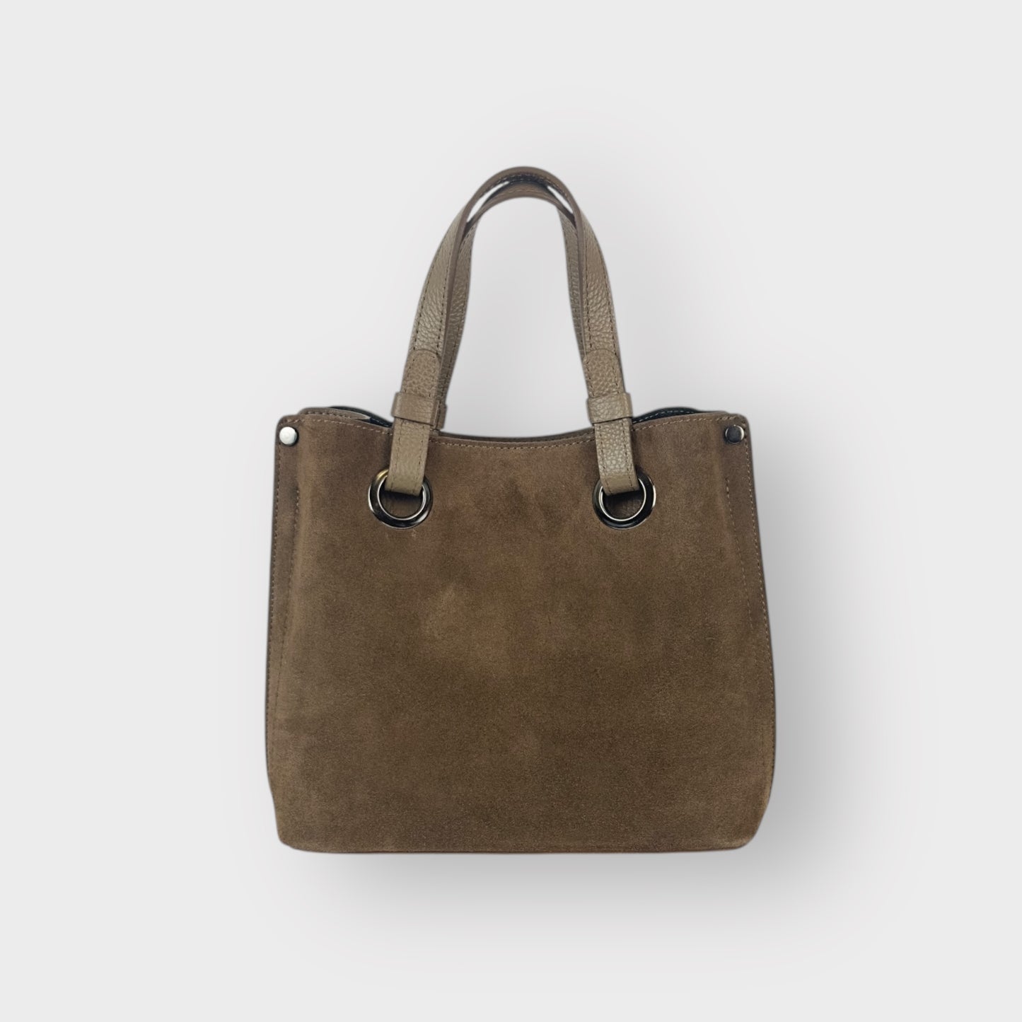 IRIS - BORSA DUE MANICI IN VERA PELLE CAMOSCIO - MARRONE