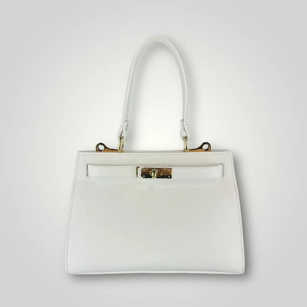 Borsa A Mano Antares Medium In Vera Pelle Spazzolata - Bianca Borsa