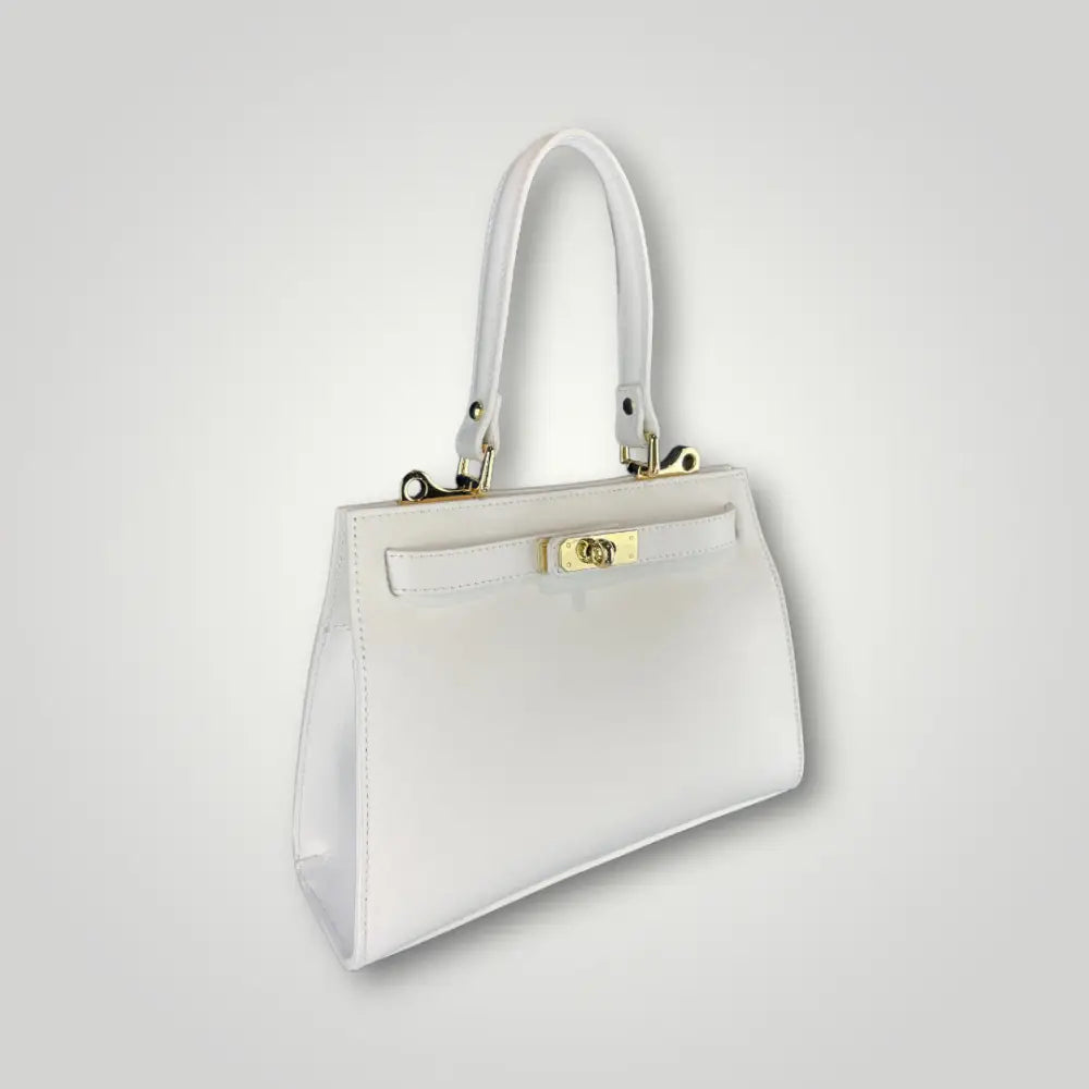 Borsa A Mano Antares Medium In Vera Pelle Spazzolata - Bianca Borsa