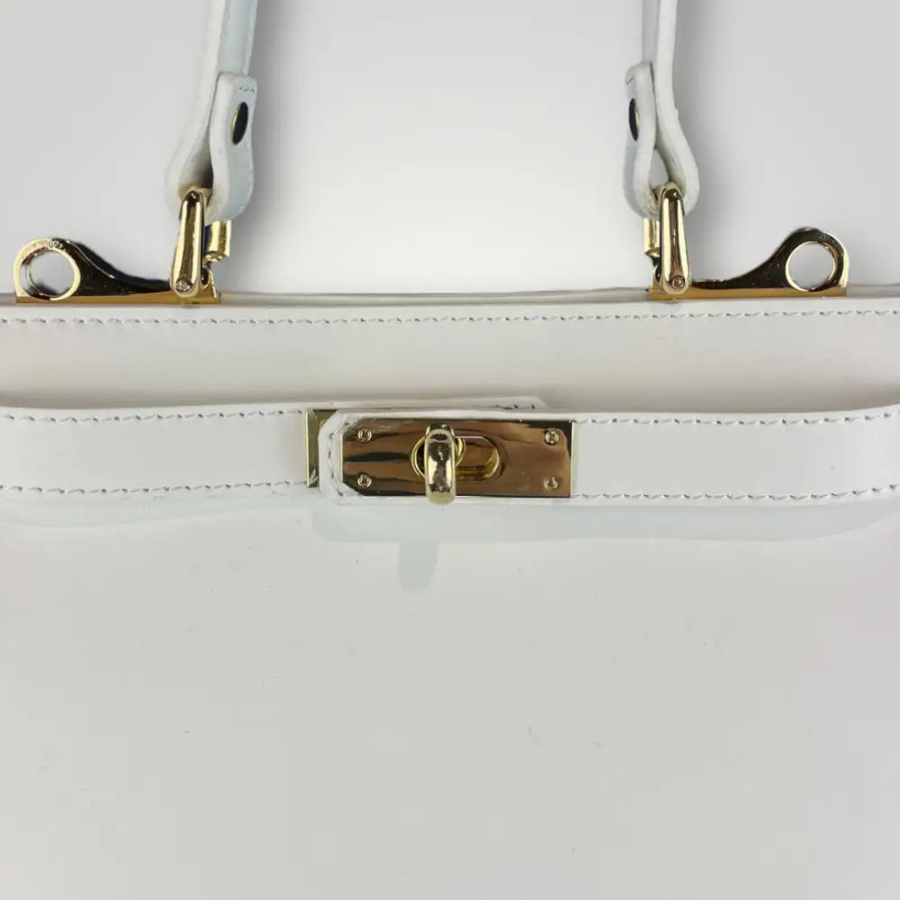 Borsa A Mano Antares Medium In Vera Pelle Spazzolata - Bianca Borsa