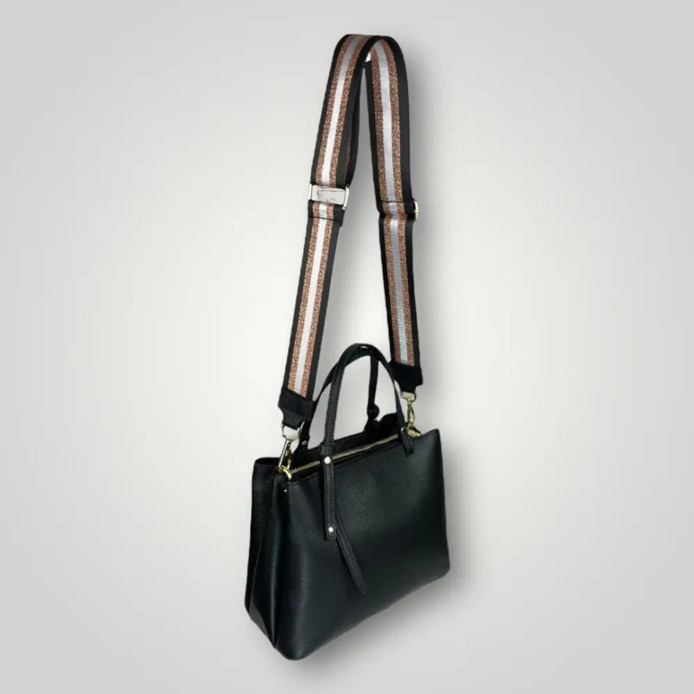 Deneb - Borsa Due Manici In Vera Pelle Dollaro Nera Borsa Due Manici