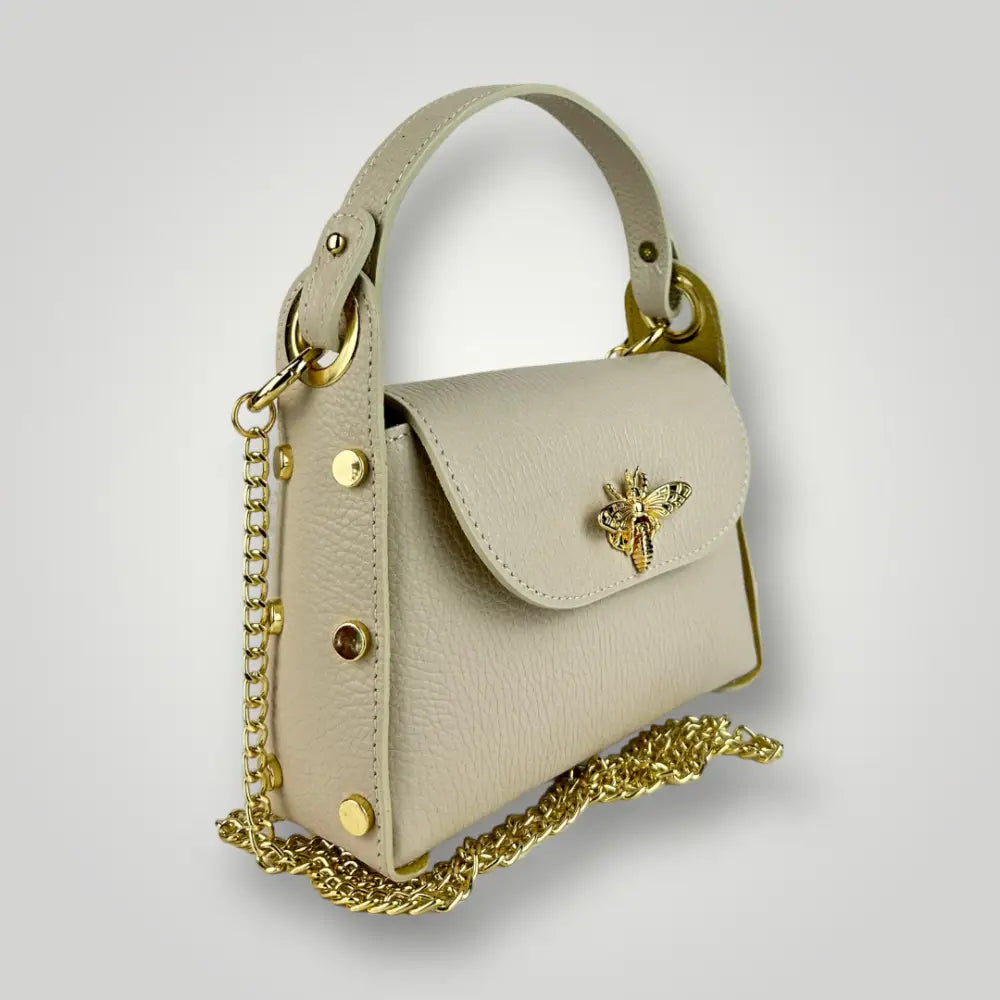 DIADEMA - BORSA A MANO IN VERA PELLE - BURRO DETTAGLIO CATENA