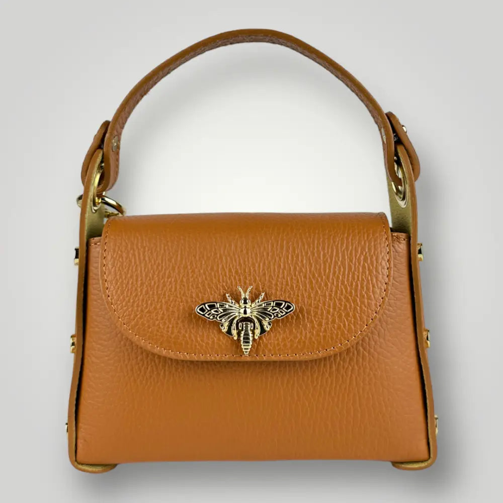 DIADEMA - BORSA A MANO IN VERA PELLE - CUOIO VISTA FRONTALE