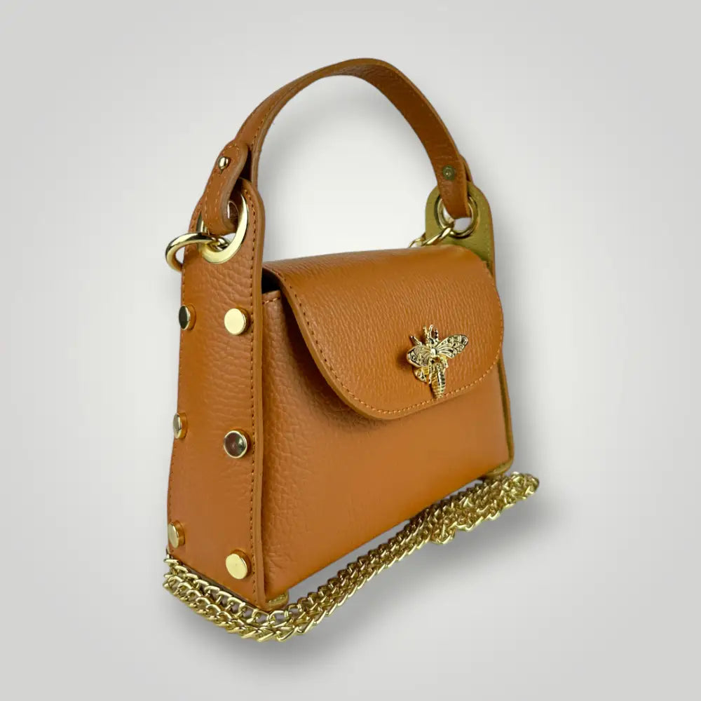 DIADEMA - BORSA A MANO IN VERA PELLE - CUOIO DETTAGLIO CATENA