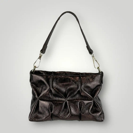 Gemma - Borsa A Mano In Vera Pelle Laminata Bronzo Borsa A Mano