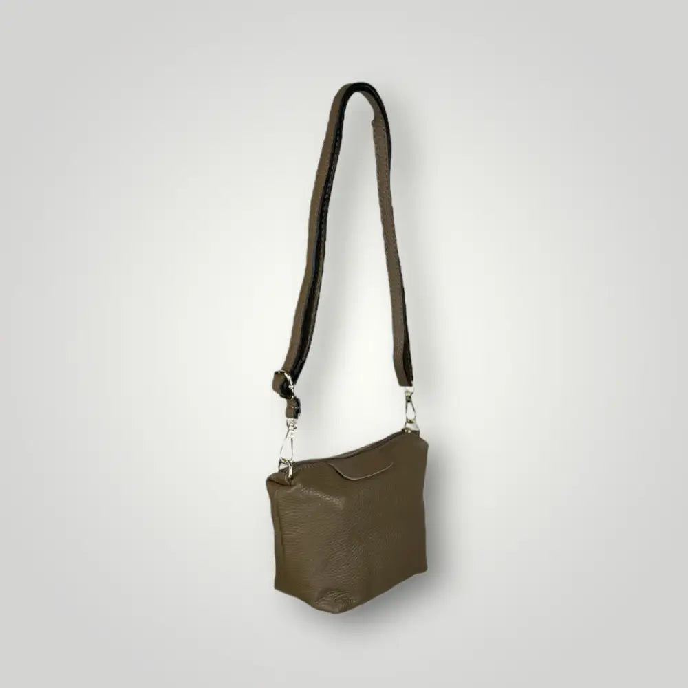 Mira - Borsa Secchiello In Vera Pelle Dollaro Tortora Borsa A Mano
